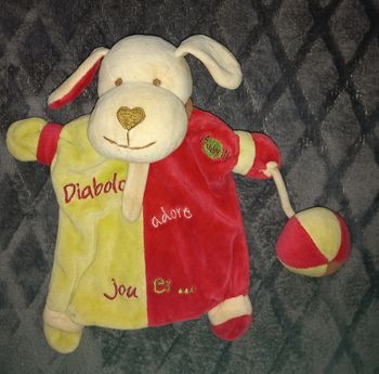 Doudou marionnette chien diabolo adore jouer - Baby Nat