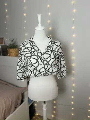 chemise courte fluide à imprimé corde noir & blanc taille S Jennyfer