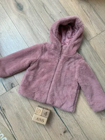 Veste fourrure « vieux rose » pour fille 3/4 ans TEX