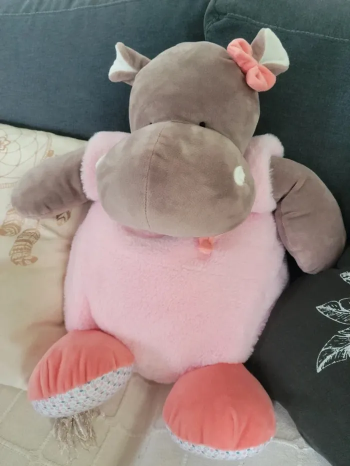 Grande peluche range pyjama hippopotame - photo numéro 2