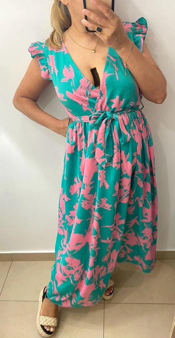 Robe longue imprimée avec ceinture Taille S-M
