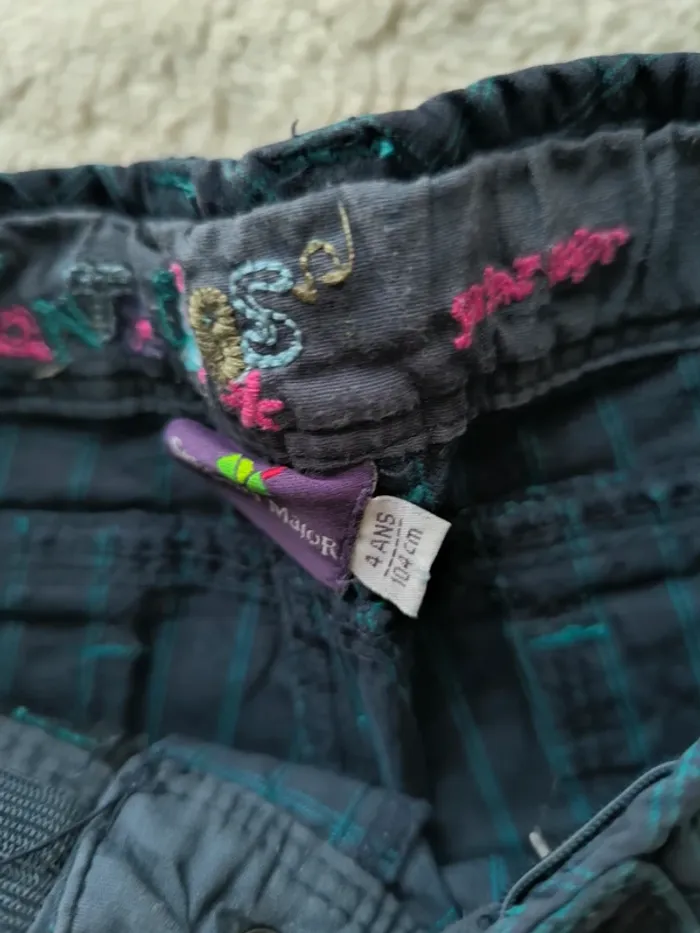 Short vert à carreaux Sergent Major – Taille 4 ans 👧 - photo numéro 3