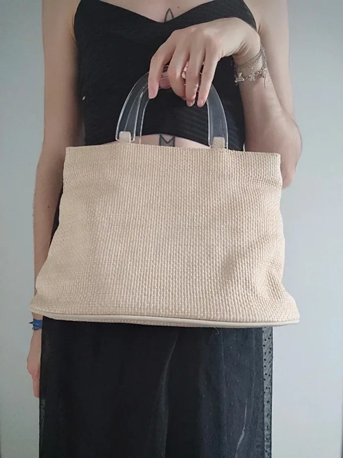 Sac à main fourre-tout paille beige / Estée Lauder - 30,5x21x15,5cm - photo numéro 2