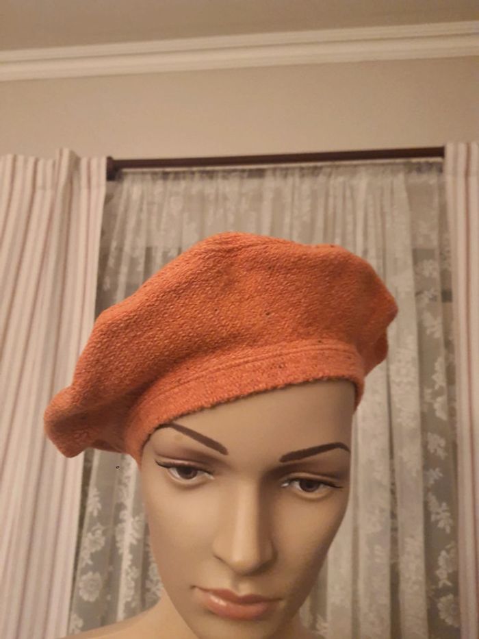 Béret Sugar laine/coton couleur corail 56cm - photo numéro 2