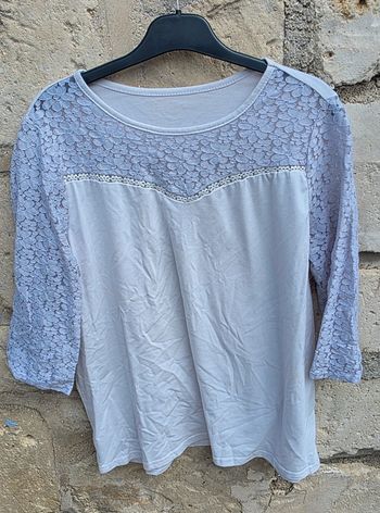 Top blanc manche 3/4