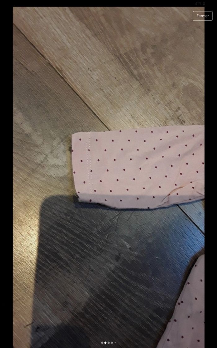 Tee-shirt manche longue rose à pois violet - photo numéro 2