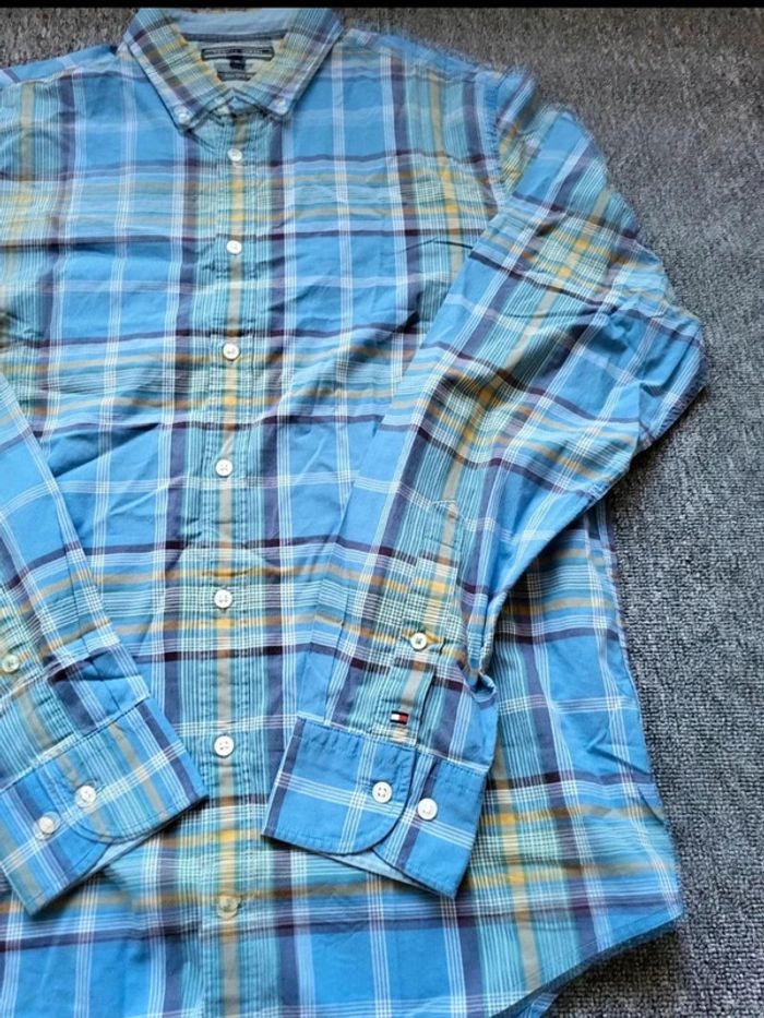 Chemise Tommy Hilfiger à Carreaux - Bleu & Jaune - Manches Longues - Taille M - New York Fit - photo numéro 5