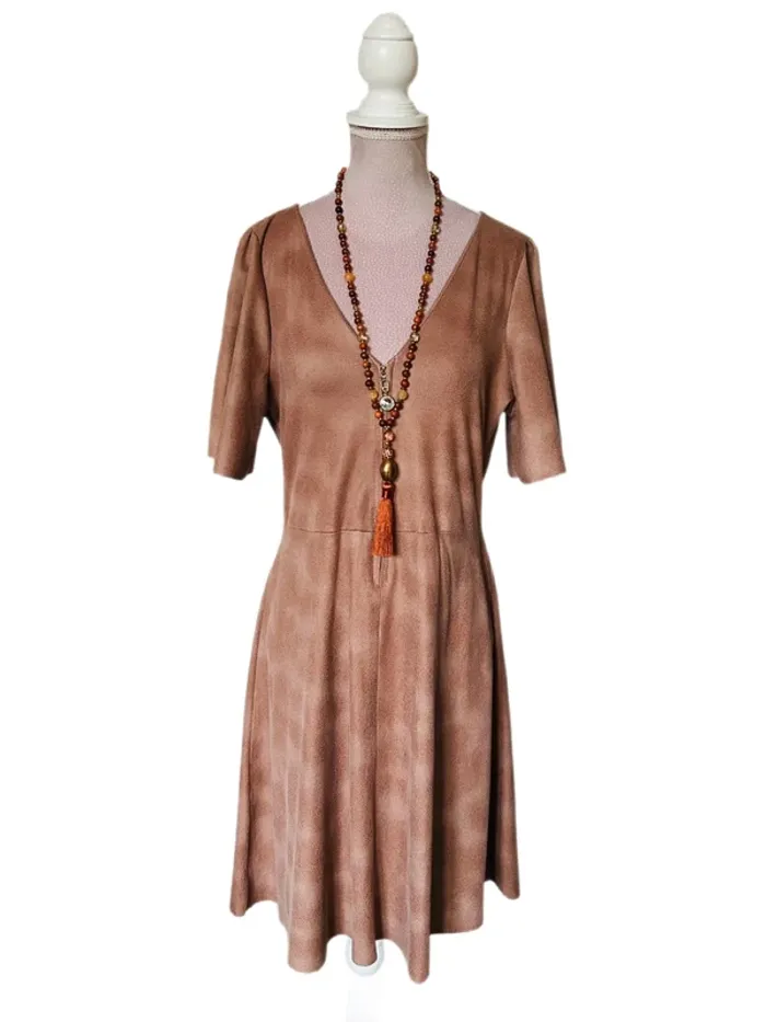 🧡🍁Robe automnale suédine bohème chic L/40 Suede-effect Boho dress🍁🧡 - photo numéro 8