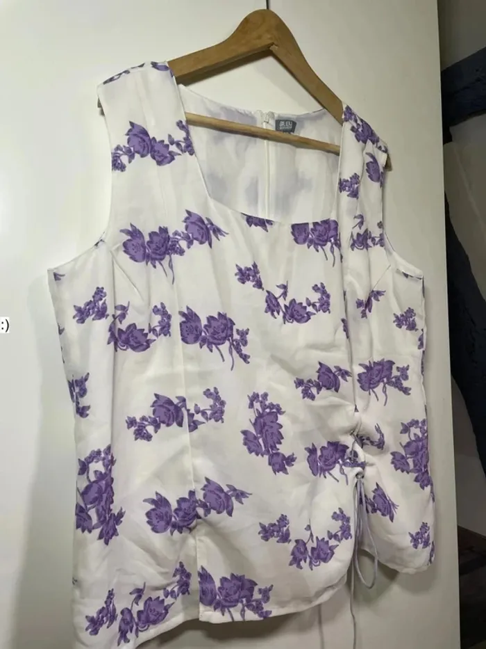 Blouse doublée légère femme taille 46/ bleu bonheur - photo numéro 3
