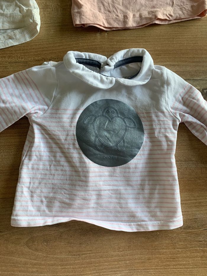 Lot de 6 tee-shirts manches longues fille 1 mois - photo numéro 3
