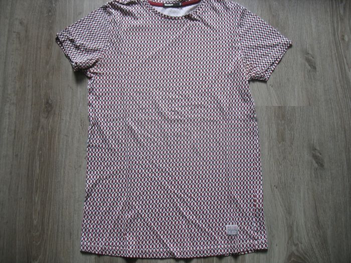 TEE SHIRT MC BLANC A MOTIFS BORDEAUX "BIZZBEE" - TAILLE XS - n°05