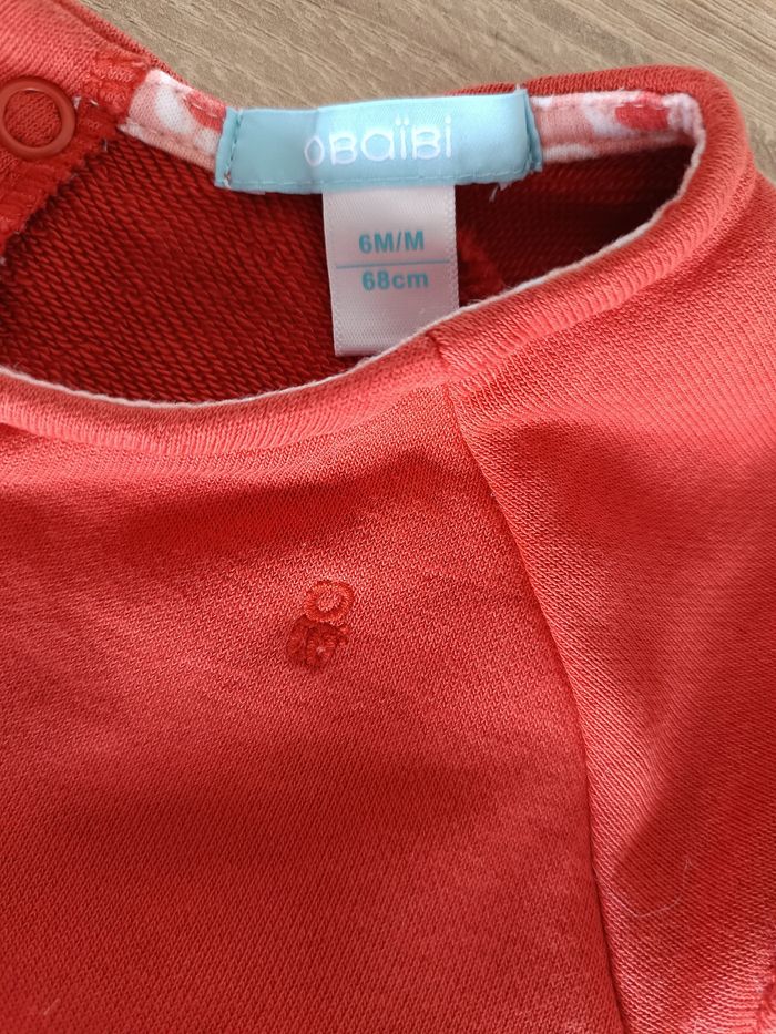 Robe orange et rose petits cœurs bébé fille Obaïbi 6 mois - photo numéro 3