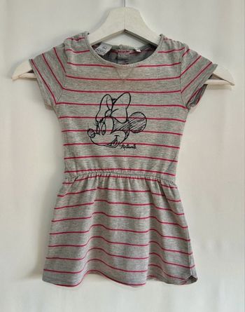 Robe manches courtes gris rayé rouge Minnie Taille 3 ans
