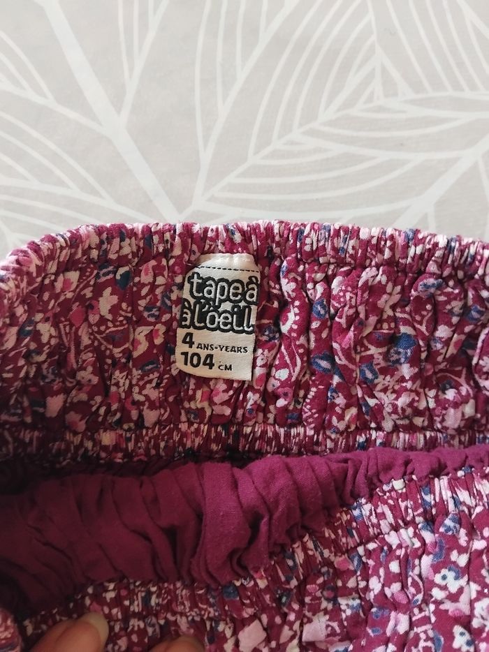 Jupe bordeaux à fleurs 4/5 ans tao - photo numéro 7