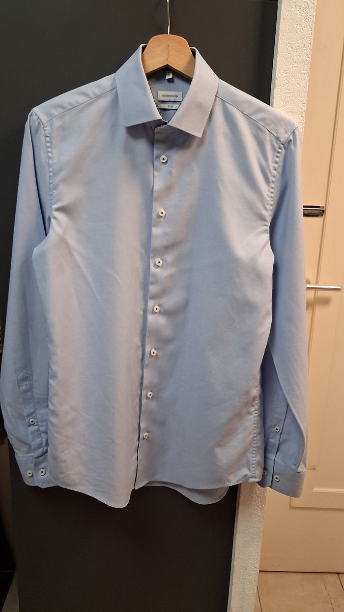 Chemise Seidensticker slim bleu clair taille S 38 - photo numéro 4