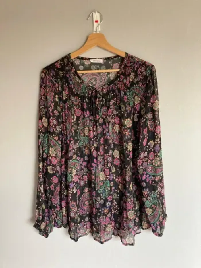 Blouse femme Paprika taille 2 – Motif coloré – Fluide et légère – Très bon état