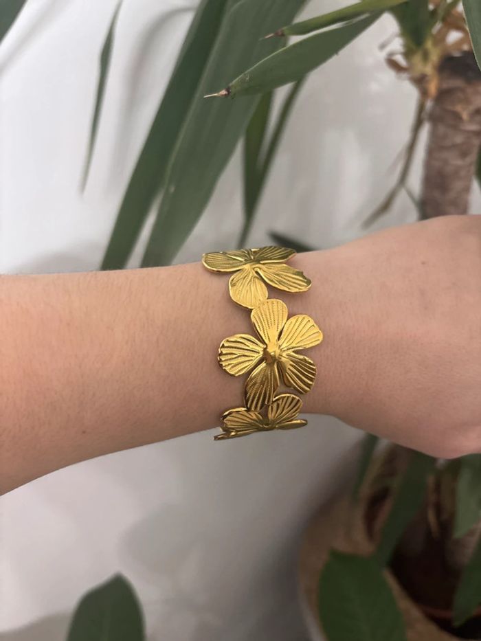 Bracelet tendance cadeau femme acier inoxydable fleur - photo numéro 4