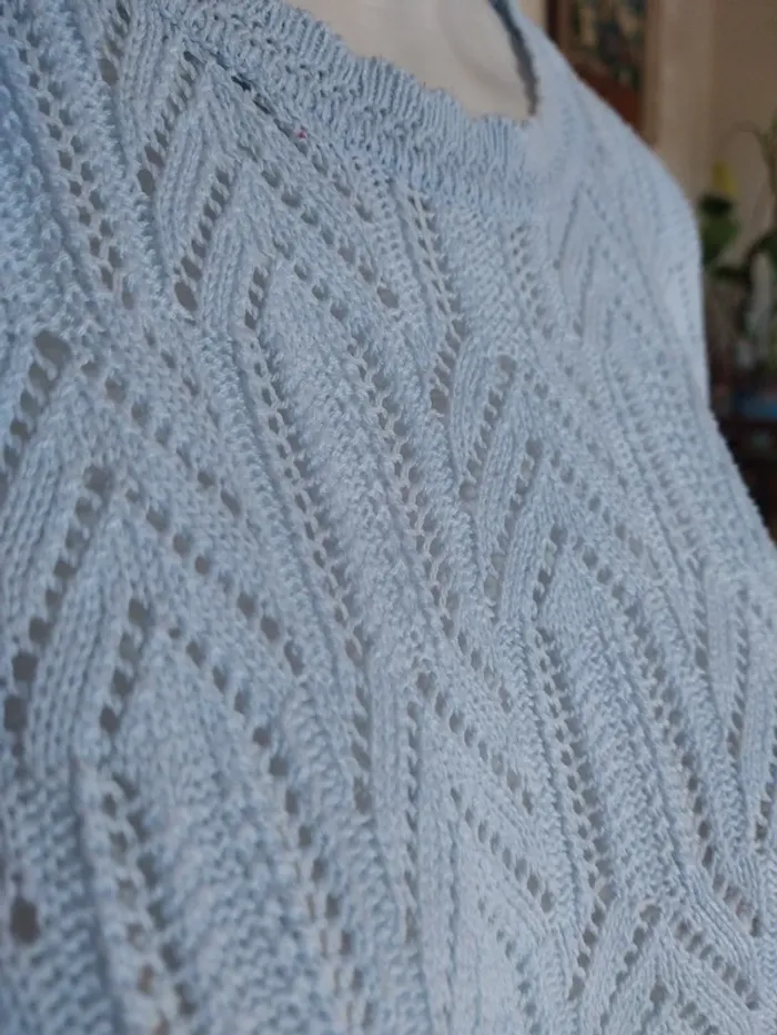 Pull léger ajouré crochet country cottage core shabby printemps été - photo numéro 2