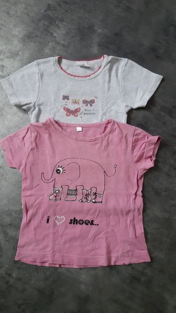 2 t-shirts manches courtes fille 100% coton