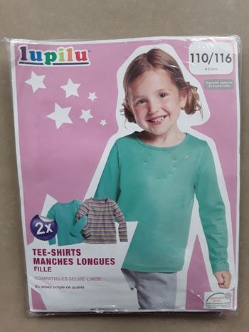 Lot 2 t-shirts ML fille 6 ans LUPILU NEUFS