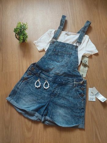 Combishort à bretelles en jean denim MIM neuve T38