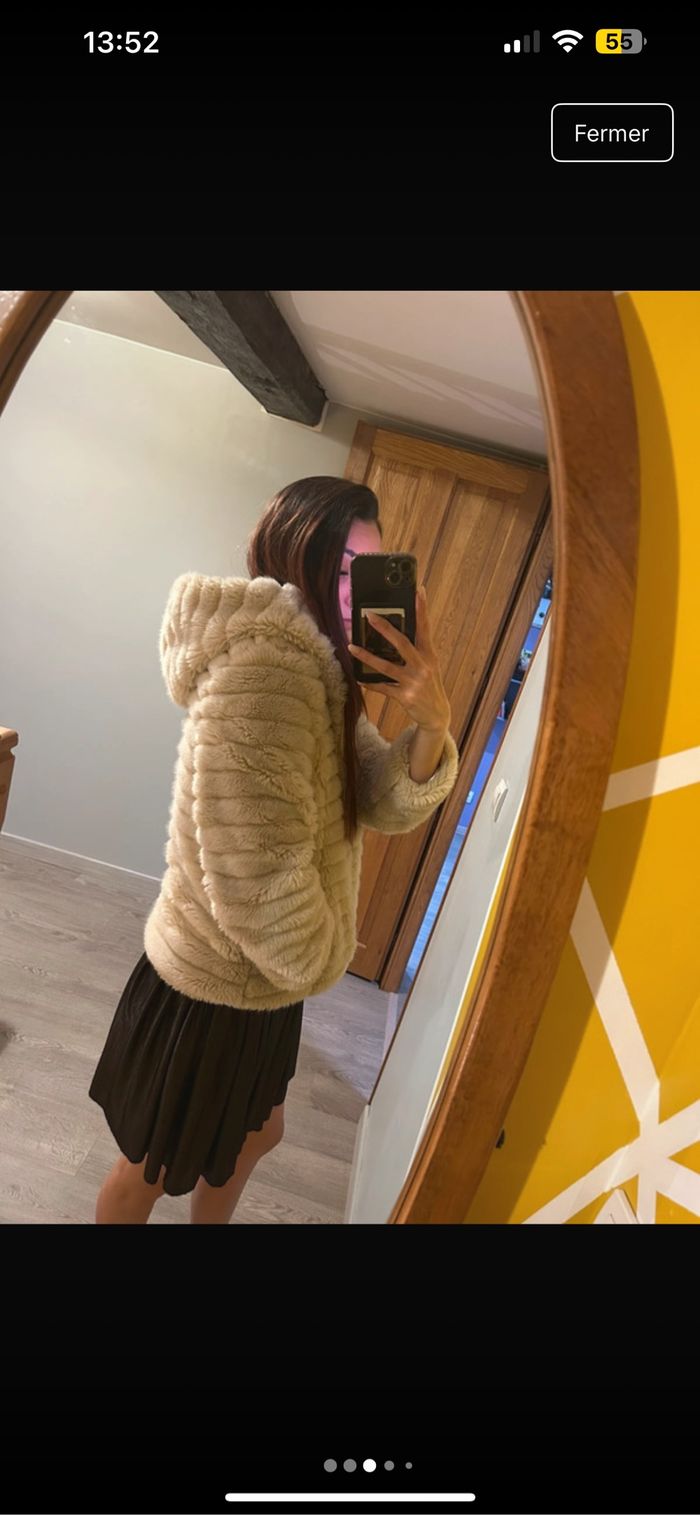 Manteau avec capuche beige, plus poche - photo numéro 5