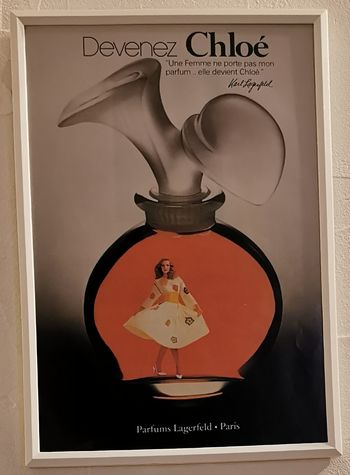 Cadre ancienne publicité Chloé Karl lagerfeld début années 80 vintage