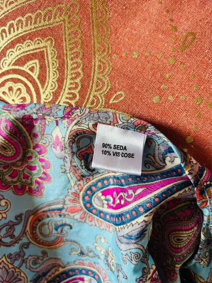 🩵🌸Blouse courte en soie bohème S/M Fairy hippie chic made in India paisley silk blouse🌸🩵 - photo numéro 16