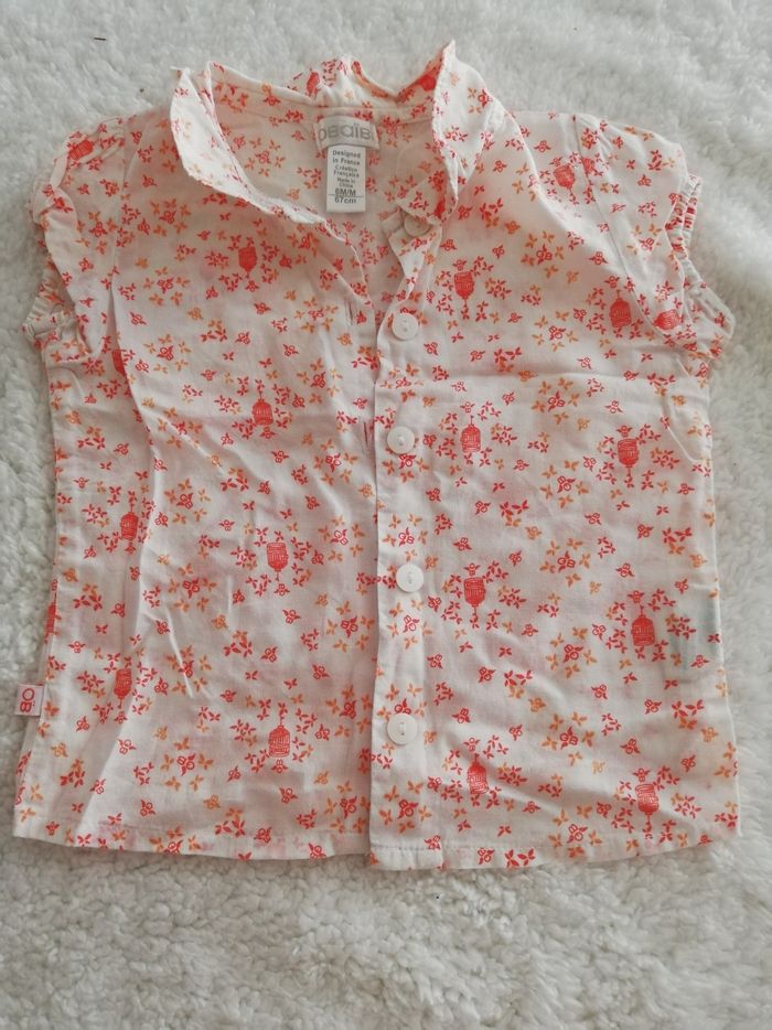 Chemisier manches courtes orange fille 6 mois obaïbi