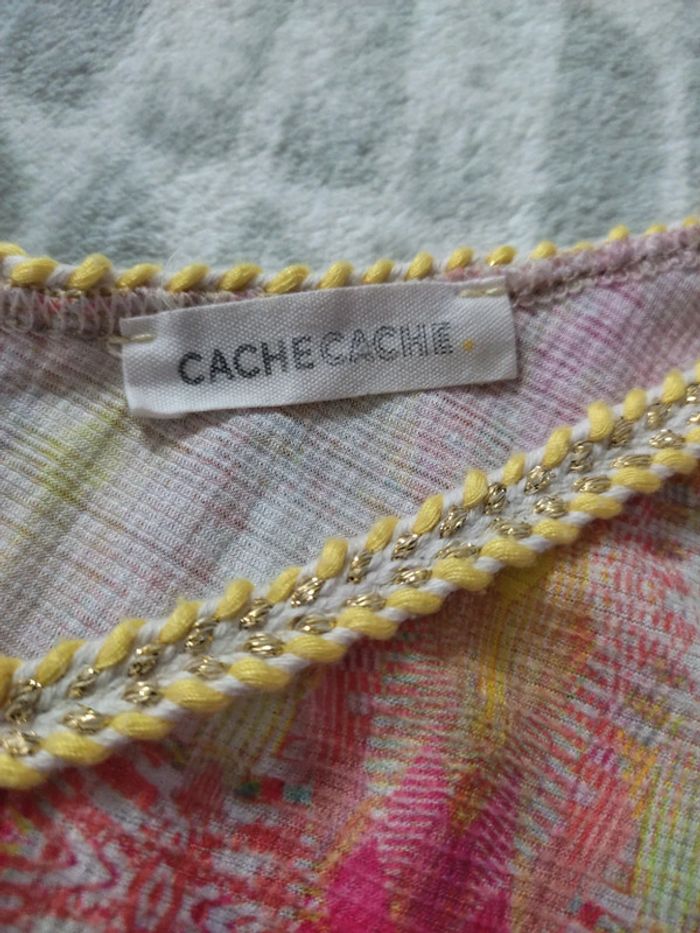 Débardeur rose jaune ample fluide cache cache taille S 36 - photo numéro 3