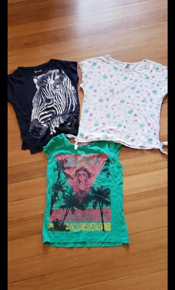 Lot de 3 t-shirts fille 12 ans été vacances plage