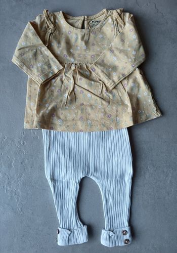 Ensemble printemps été bébé fille 3 mois kiabi legging beige tee shirts manches courtes fleuri