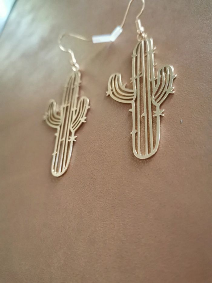 Boucles d'oreilles style cowboy country cactus - photo numéro 2