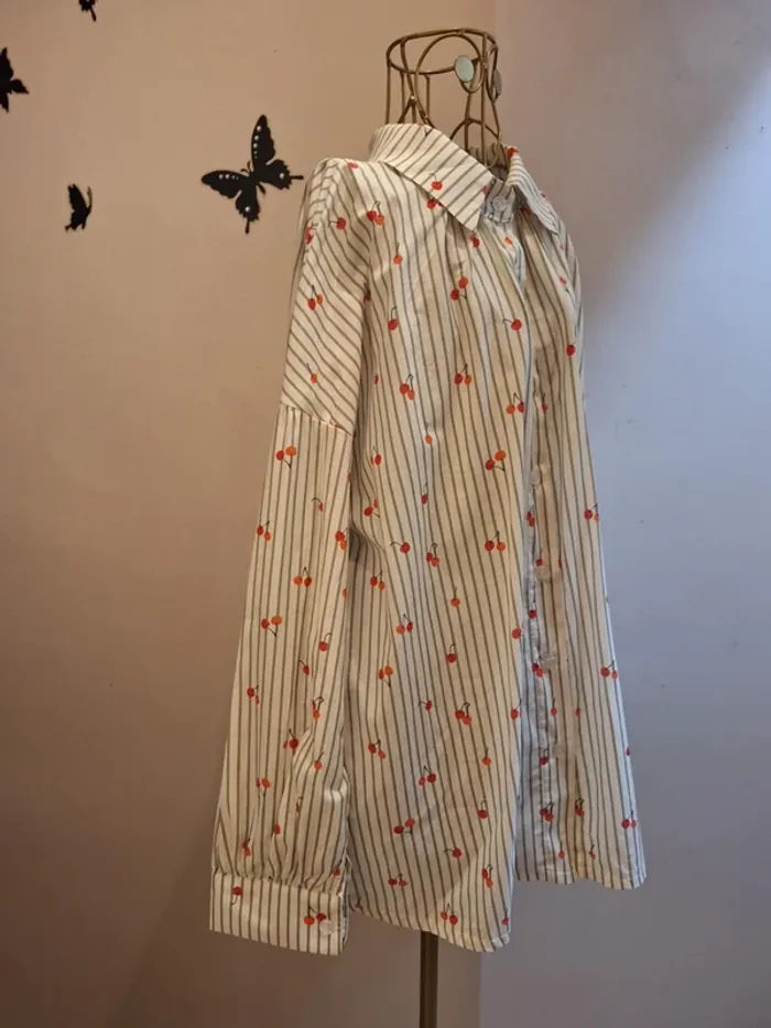 Chemise fines rayures imprimée - Made in italy - photo numéro 3