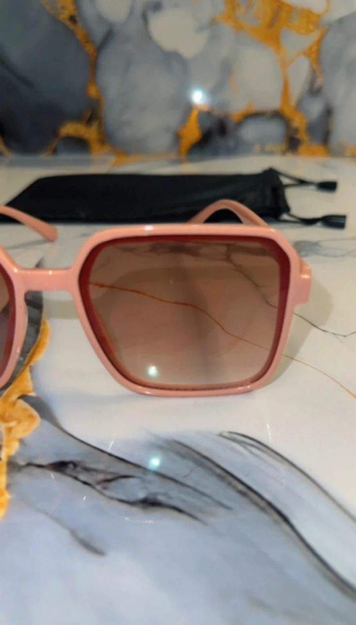 Lunettes de Soleil Fantaisie Neuves Marron Clair Rose - photo numéro 3