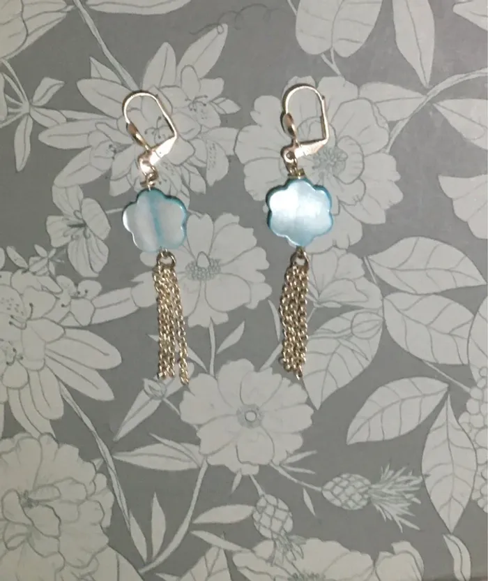 Boucles d’oreilles en nacre bleutée - photo numéro 3