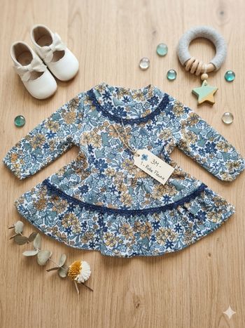 Ravissante robe de bébé à motif floral – 3 mois