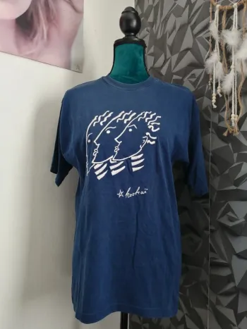 Tee shirt mixte bleu marine à broderie visage / kookaï / (M)