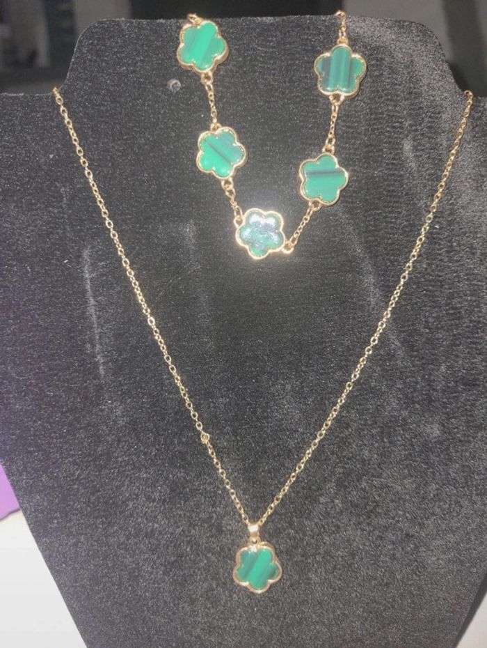 Ensemble collier & bracelet trèfle - photo numéro 2