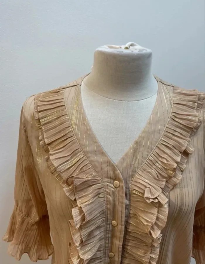 Superbe Blouse dorée neuve 🌸 M L 38 40 - photo numéro 3