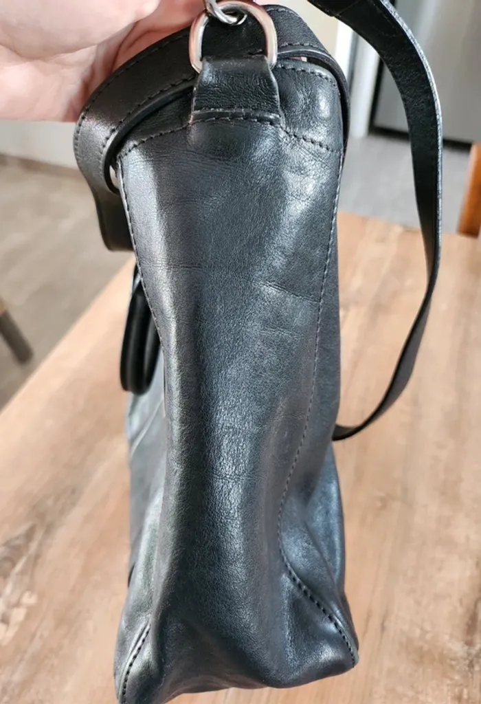 sac a main longchamp 3D édition limitée en cuir de veau noir,porté main épaule bandoulière - photo numéro 7