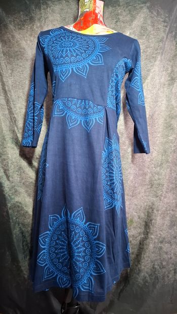 Robe bleu imprimé mandala bohème ethnique