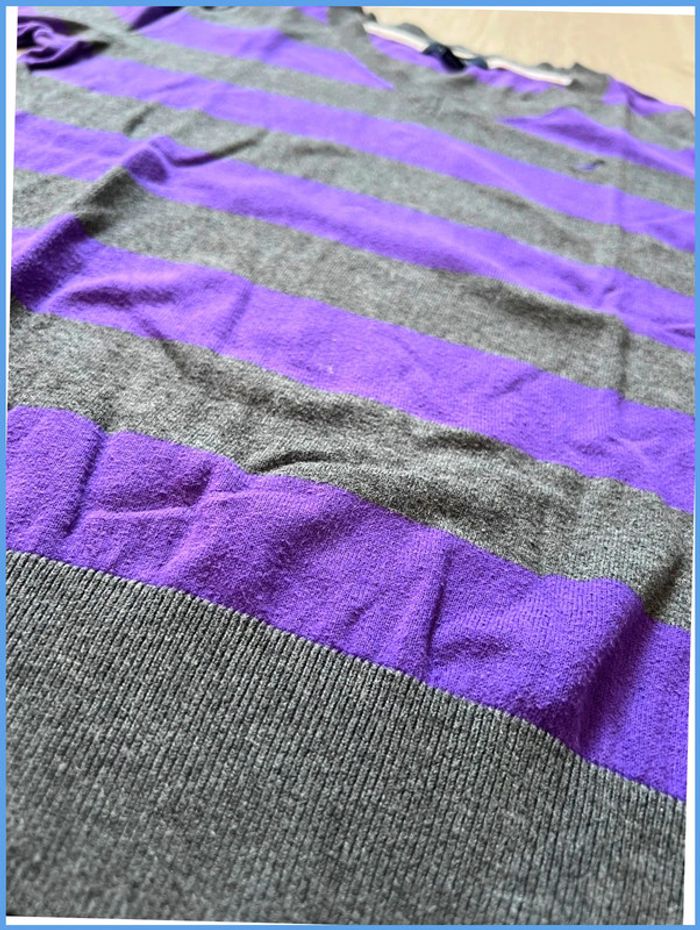 Pull femme fin col V Nautica avec logo brodé Violet et Gris Taille S - photo numéro 14