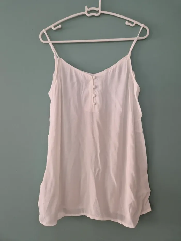 Debardeur femme blanc taille 38 a bretelles promod