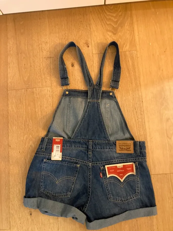 Levi’s shortalls relaxed it salopette jean bleu short 16 ans - photo numéro 2