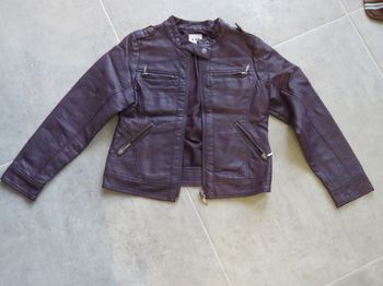 Blouson veste fille imitation cuir mauve 10 ans