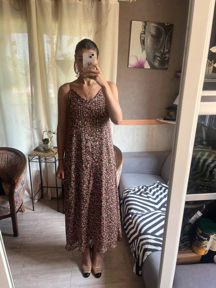 Robe longue dos nu champêtre bohème fleurie