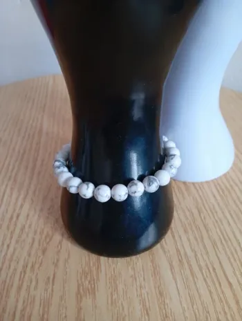 howlite contre l'anxiété Bracelet en perles howlite pierres naturelles marbré