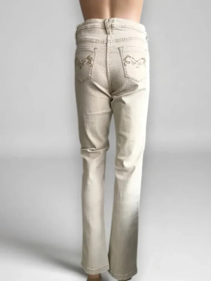 Jean beige créme Burton,coupe straight ,taille haute,stretch,ajusté - photo numéro 3