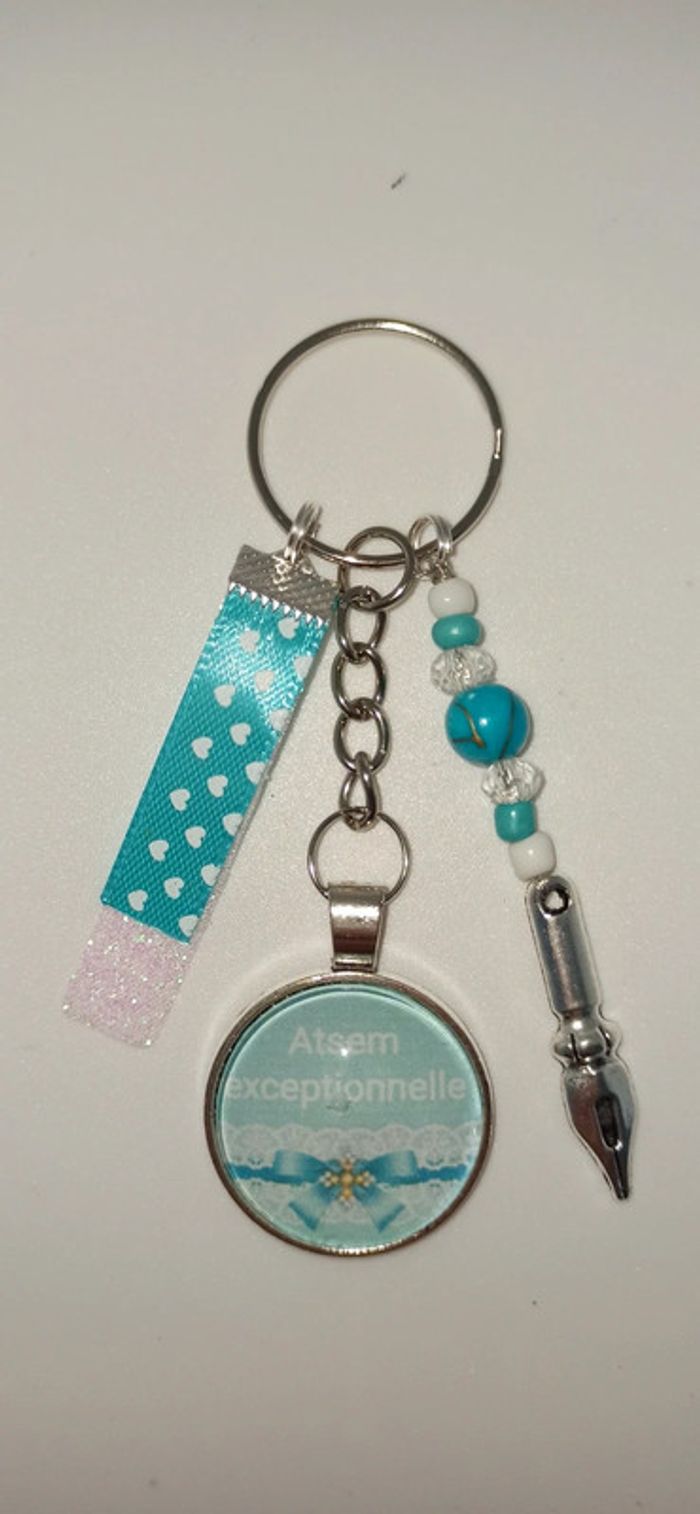 Cadeau atsem, porte clé message bijoux de sac " atsem exceptionnelle "
